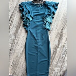 BNWT teal fitted midi dress - Size Small